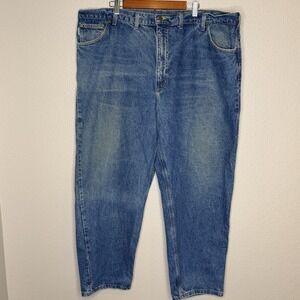 Carhartt Jeans Mens 46x30 Medium Wash Denim Relaxed Straight Workwear Dad